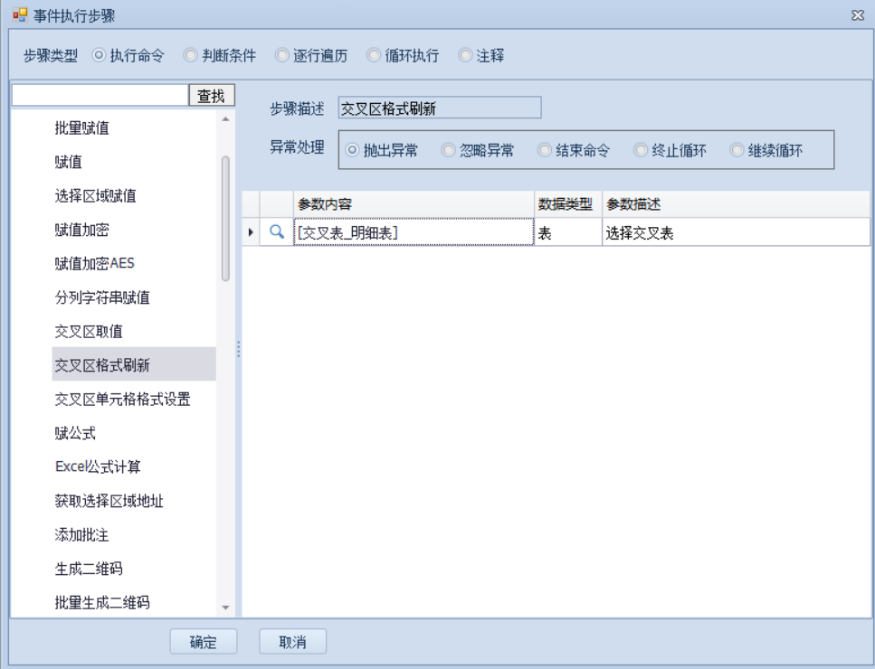 交叉区格式刷新