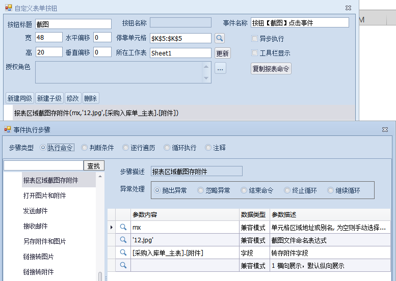 报表区域截图存附件